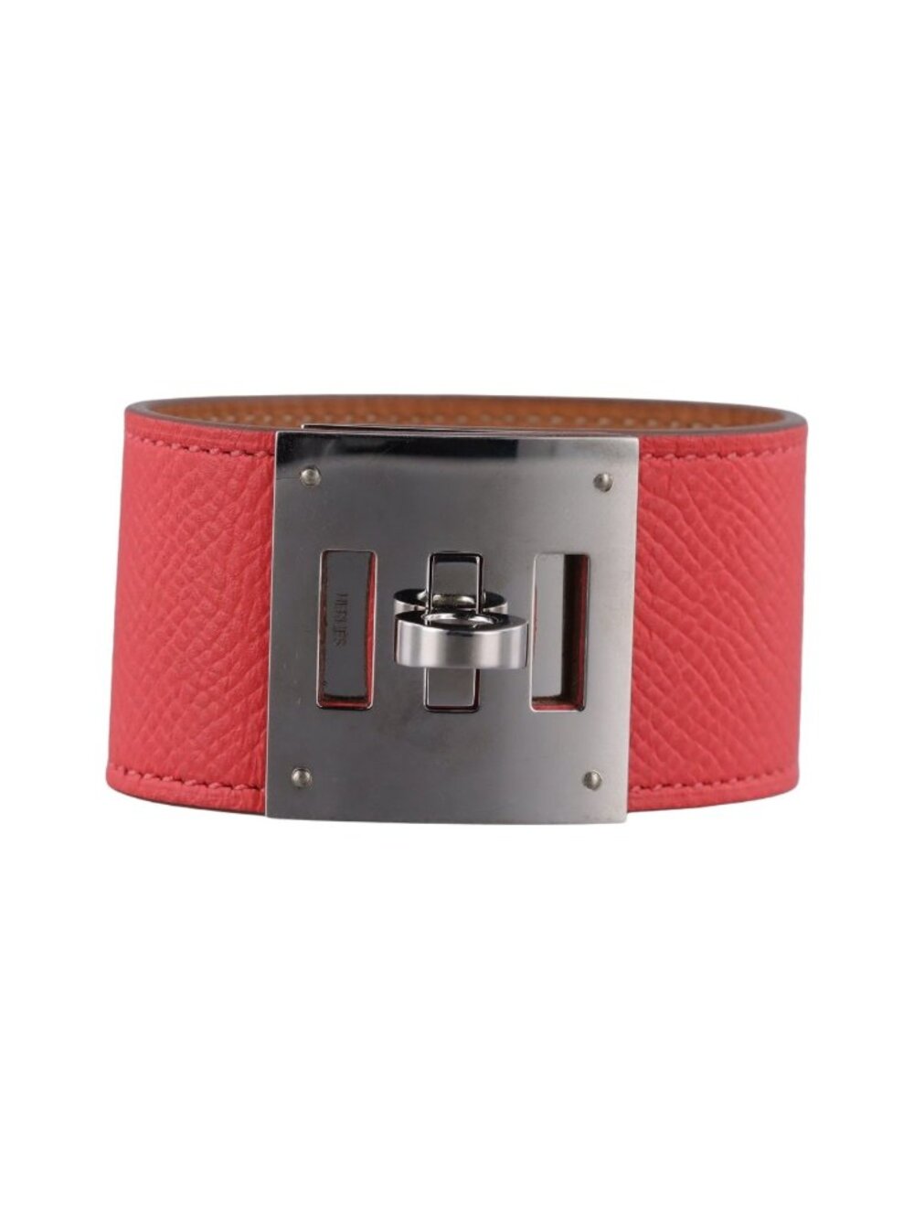 Hermes Kelly Style Lock Orange Silver Leather N?p 48 - Picture 1 of 15